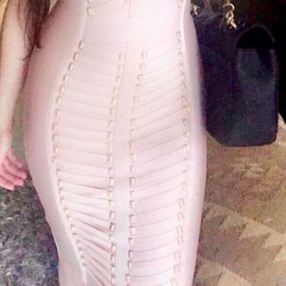 Pink Bandage Midi Dress - Picture 3 of 4